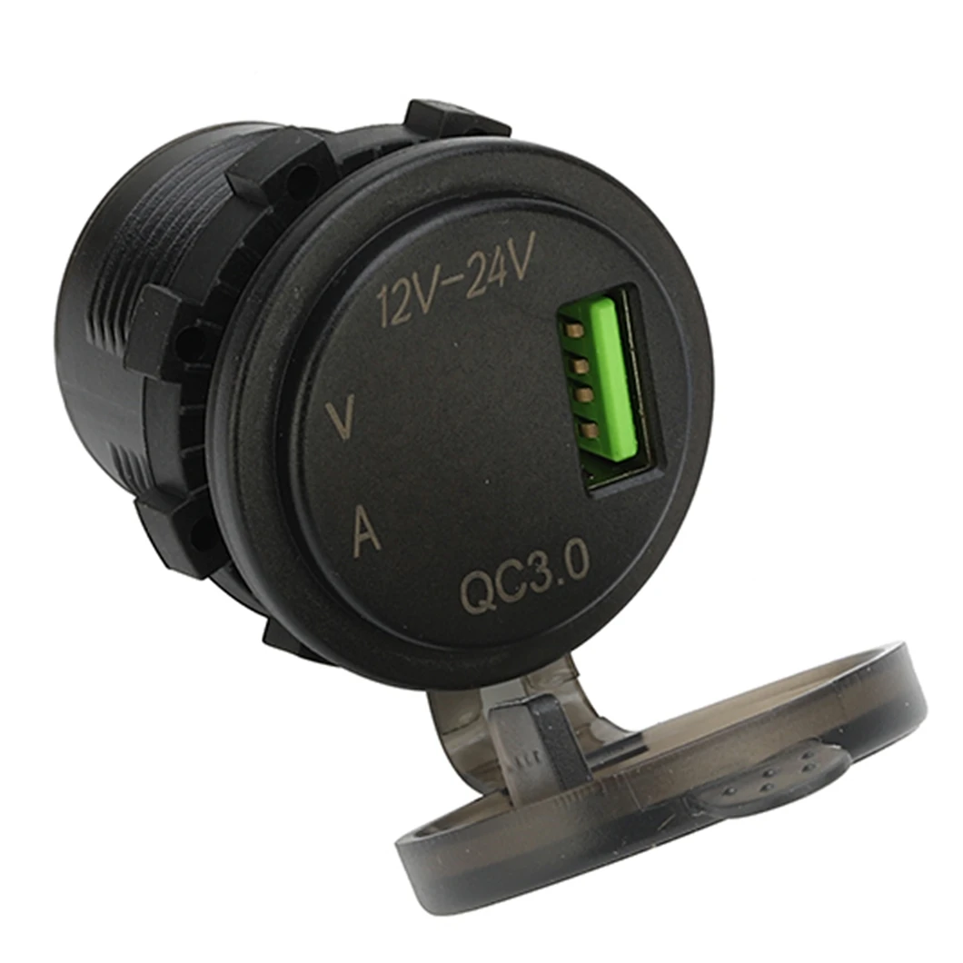 ABILKEEN DS017B Single Port QC3.0 USB Socket Input 12V-24V Car USB Charger with Digital LCD Voltmeter and Ammeter Display