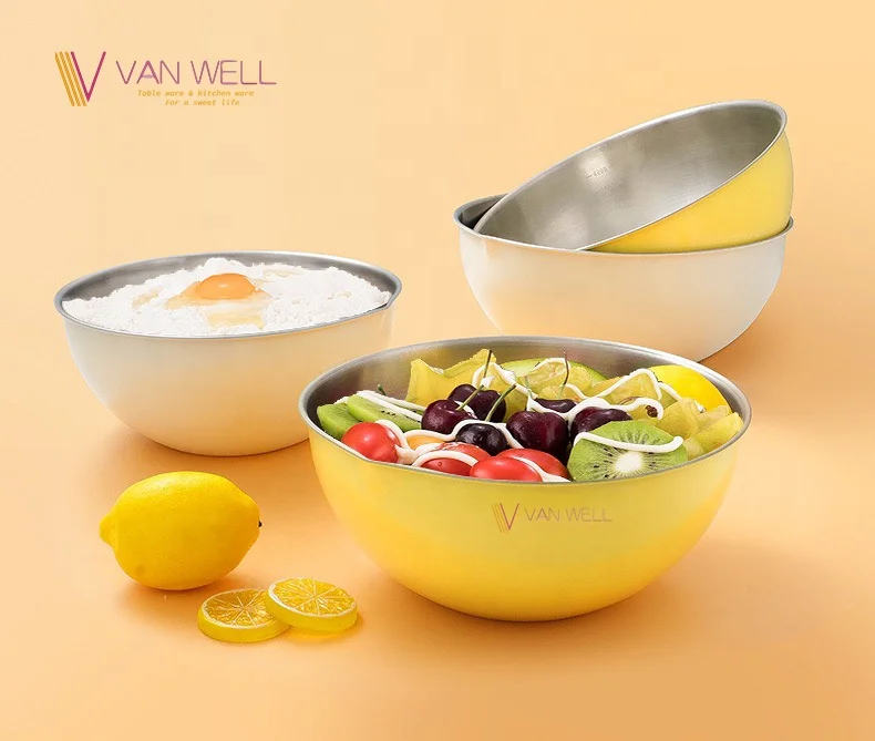 Stainless Steel Mixing Bowls Set Nesting Bowls Kitchen colorful Food Storage Organizers Ecofriendly salad maker