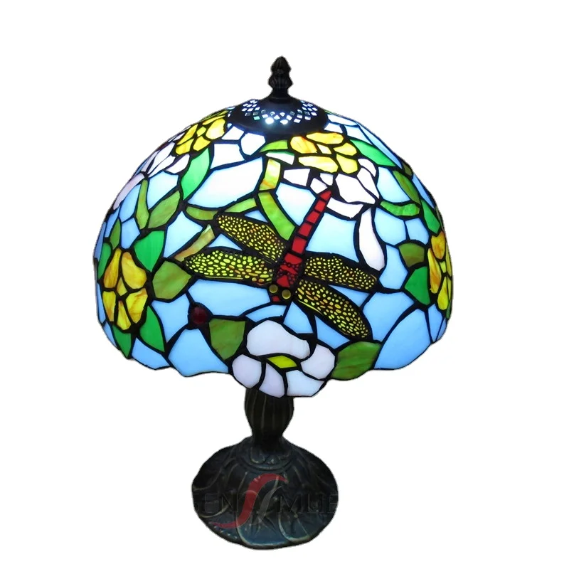 European retro dragonfly stained glass Tiffany table lampe
