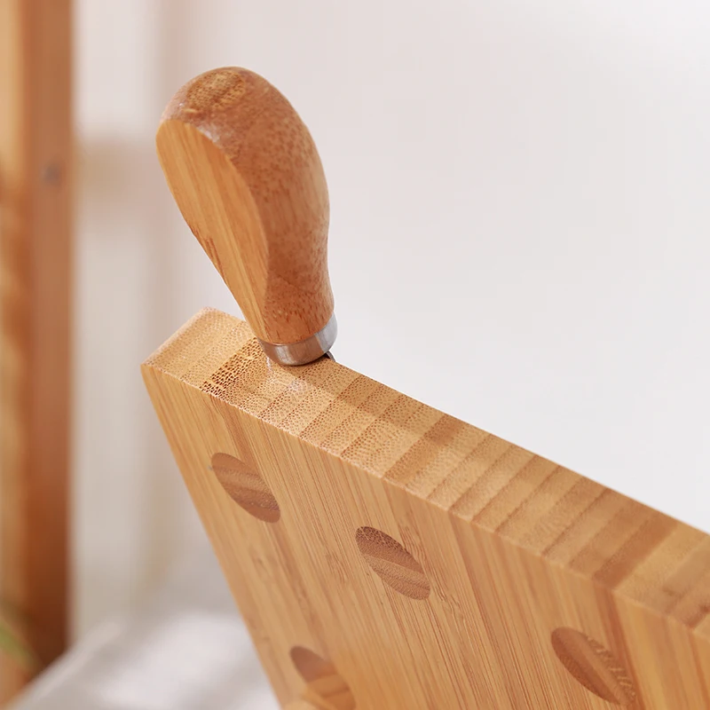 Легкая сборка деревянный кухонный бамбуковый магнитный Набор ножей с кулинарной книгой, подставкой для телефона, стойкой для ножниц