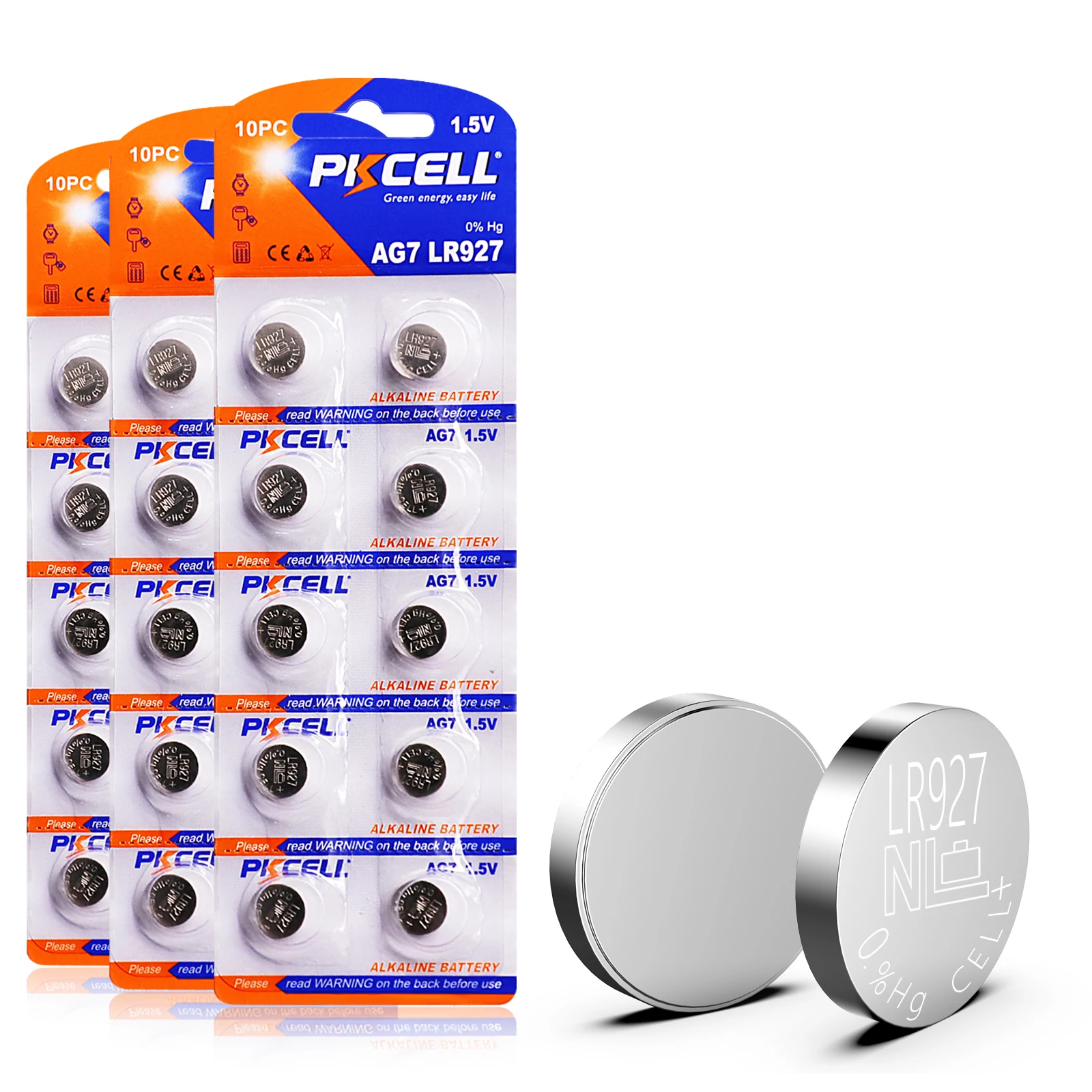 PKCELL button cell battery 1.5V AG7 LR57  LR927 LR195 Alkaline Button Cell 2B 5B 10B Battery for watch