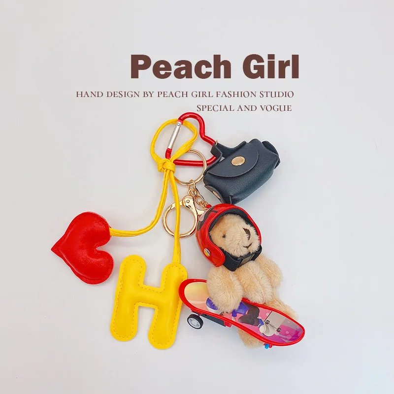 C&J YANYE Helmet Skateboard Bear Mobile Phone Pendant Couple Bag Hanging Bag Pendant Promotional Gift Keychain Pendant Set