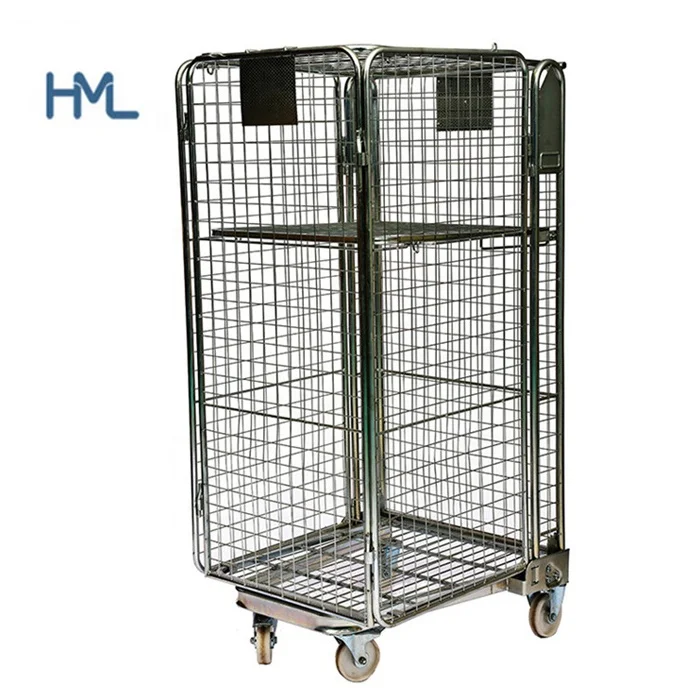 Складная прочная защитная тележка из металлической проволочной сетки для Логистического Склада