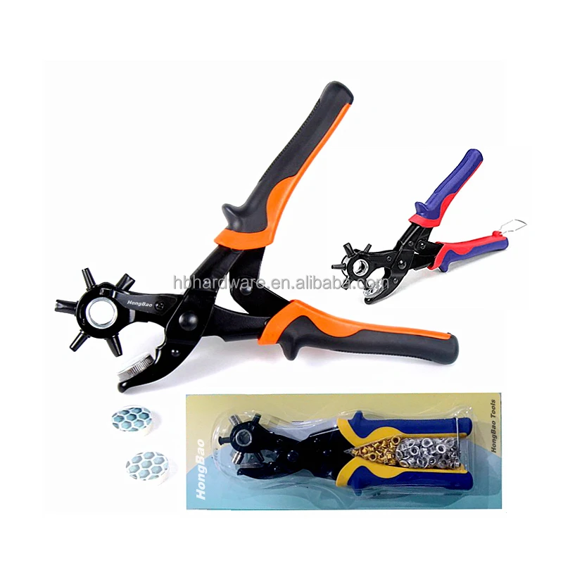 Drop Forged Heavy Duty Leather Belt Hole Revolving Punch Plier Hole Punch 2-4.5mm Puncher Head Perforator Revolving Punch Pliers
