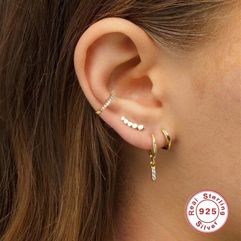 2021 Jewelry 925 Sterling Silver Plain Simplist Hoop Earrings Dainty Silver Earring