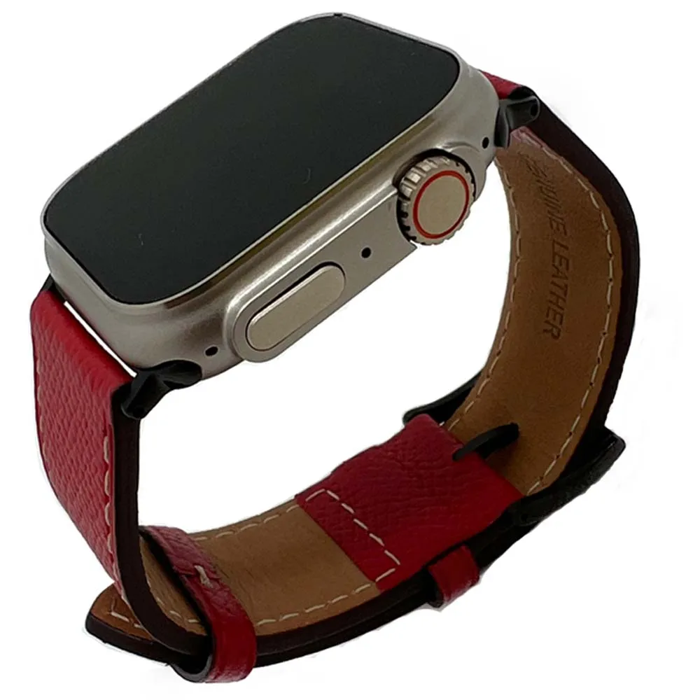 Shipping Custom Design 18 20 22 24mm Calf Leather watch Wrist Strap for apple ultra 8 smart watch series