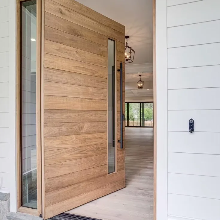 Ace Customized Direct Factory Price Wooden Frame Pivot Entrance Front Door Wood Front Entry Doors & Exterior Doors For Home