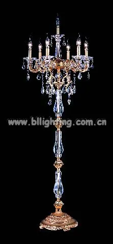 Indoor decorative luxury floor lamp hotel villa decoration golden standing lamp crystal floor chandelier manufactures wholesale