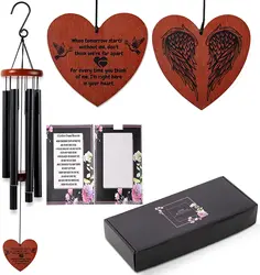 Wind Chimes Silver Memorial Gift Set for Loss of a Loved one, Long deep Tones Memorial  Wind Chimes