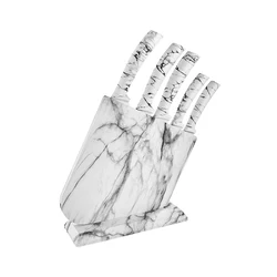 Non-Stick Coating Marble Handle 6pcs Kitchen Knife Set With Block Carving Knife Chef Knife In Color Box