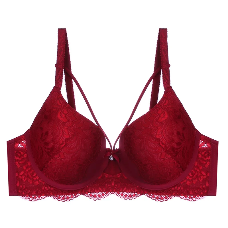 Sexy Breast Beauty Sujetador Lace Padded Ladies Push Up Bras Lingerie For Fat Women With G Strings
