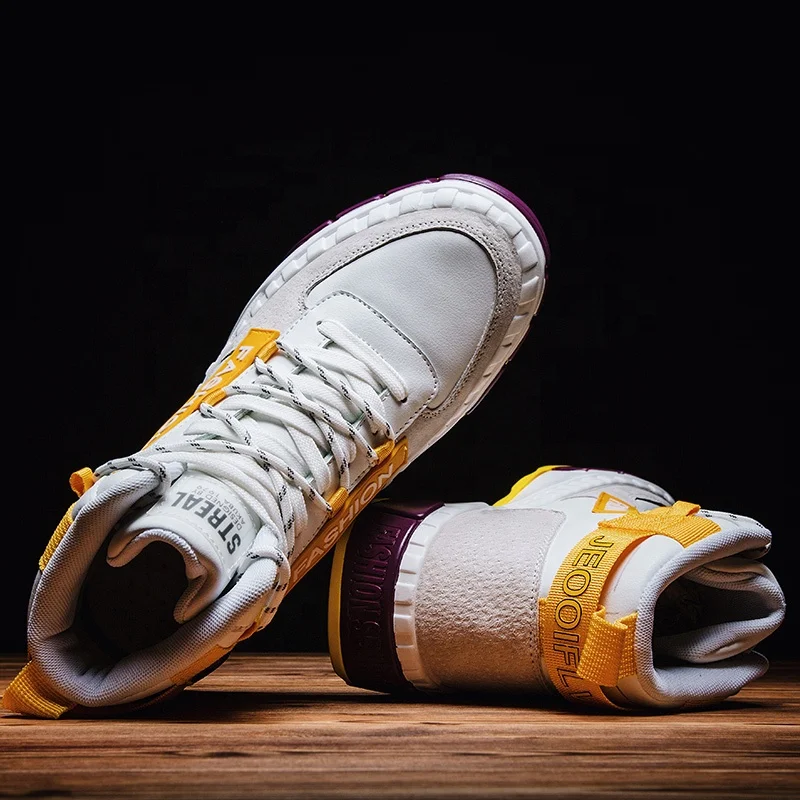 
Custom Brand 2019 High Top Skate Shoe Sneaker For Men Leather Upper Walking Shoes Thick Bottom Fashion Sport Shoe JD-Y633 
