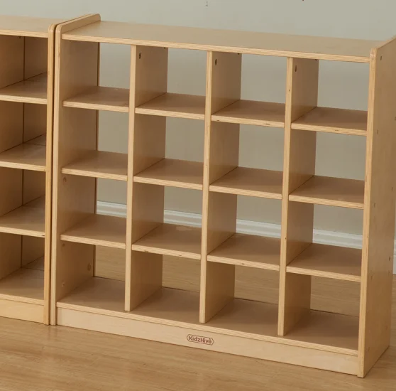 Eibele High Quality Kids Wooden 6-Compartment Shelving Unit Children Wood Cabinet for Daycare Preschool Childcare Kindergarten