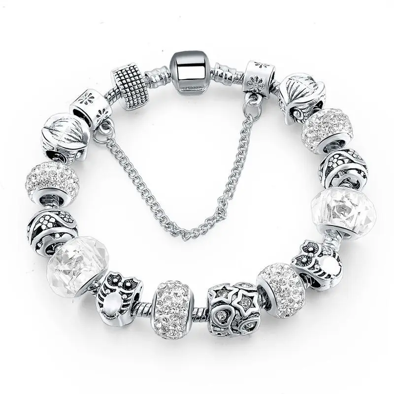 White beads stone crystal glass beaded bracelets for girlfriend