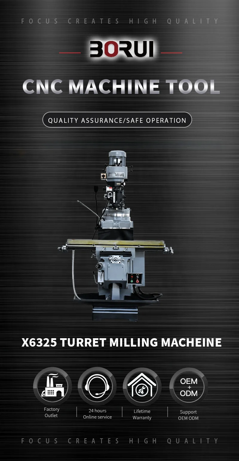 X6325 2 Axis China Universal Vertical Turret Hand Milling Machine For Sale