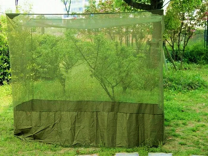 Outdoor Camping Mosquito Net Tactical Single Person Mosquito Nets Green White  Color 90*190*150cm