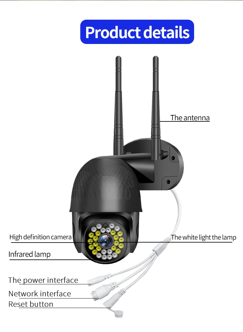 1080P Auto Tracking 360Eyes Black Wireless Security 3D Navigation MIni Outdoor PTZ Camera Surveillance WiFi CCTV IP Camera