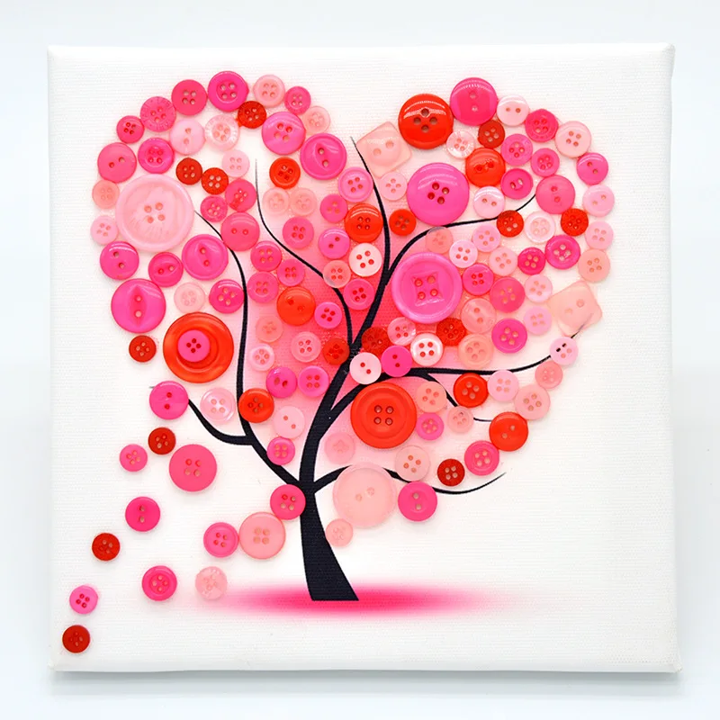 Arts and Crafts Supplies Craft Kits Set with Canvas, Acrylic Paint, Buttons