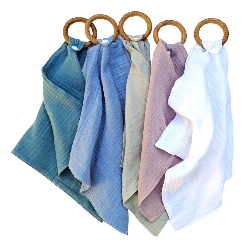 Удобная супермягкая поглощающая бандана из муслина и хлопка, детские нагрудники, Круглый прорезыватель из бука