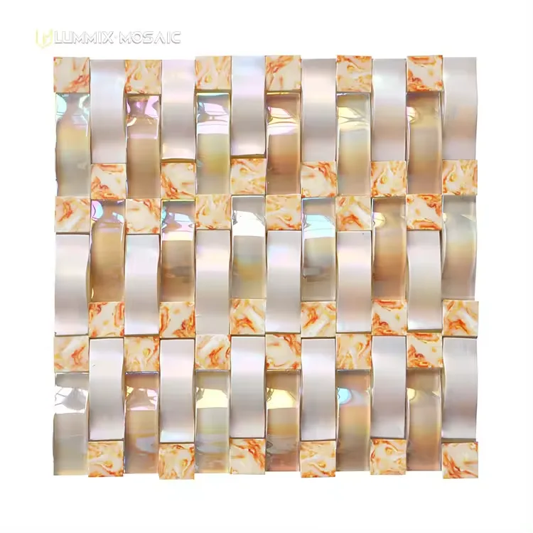 Cheap Irregular Wave Three-dimensional Craft Post Decoration Bright Face Glass Mosaic Tile