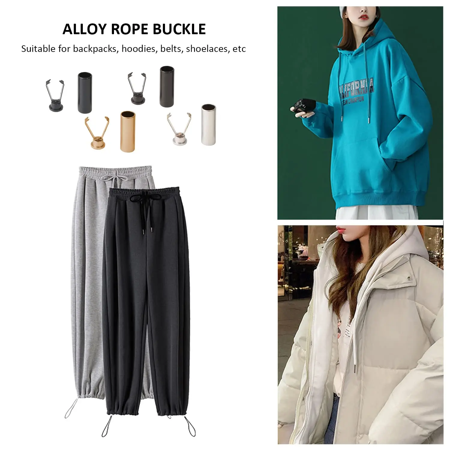 New Custom Jacket color Drawstring Elastic Rope End Spring Lock Metal Cord Lock Stopper cord end