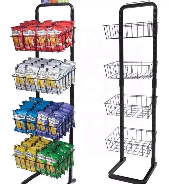 Retail Store Convenient Potato Chips Display Rack Food Stand Display Metal biscuits chocolate Snack Display Racks