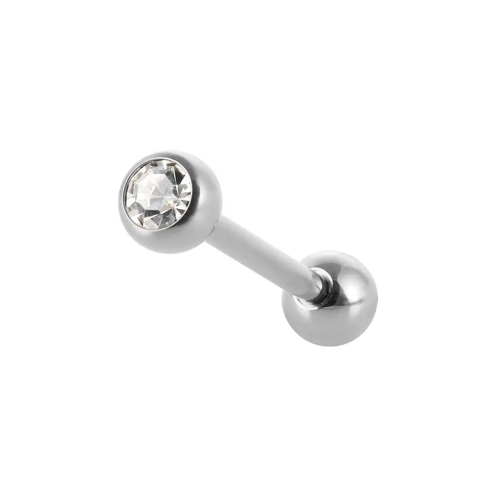 Superstar Fashion Piercing Jewelry Zirconia Cartilage Tongue Ring with Diamond Stainless Steel Externally Threaded Tongue Studs