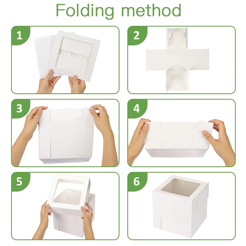 High quality cake packaging box candy paper box Birthday Dessert Containers Collapsible Food Grade Cake Boxes With Window