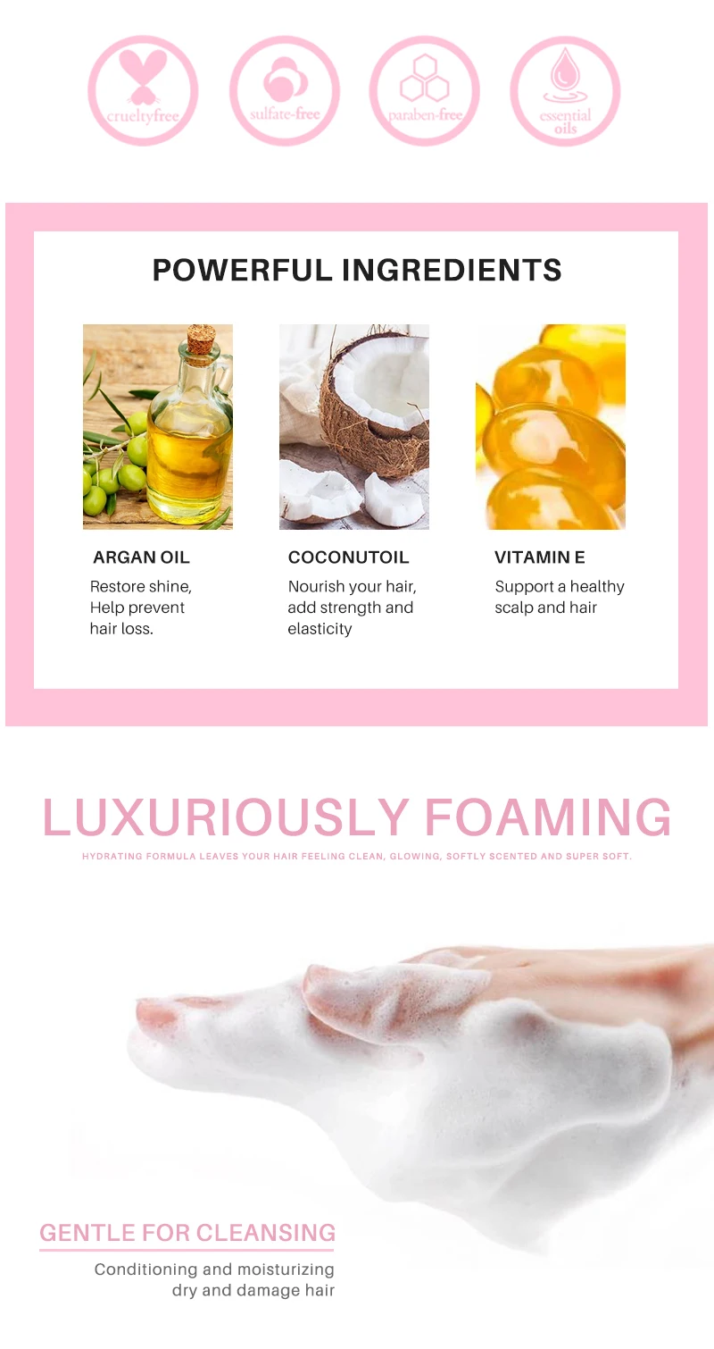 Manufacturer Natural Moisturizing Smoothing Argan Oil Coconut Oil Hair Shampoo for Dry Damaged Hair Care Set