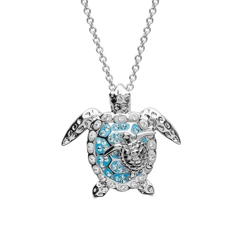 Fashion Crystal Animal Silver Color Alloy Necklace Cute Owl Bee Angel Turtle Heart Cross Elephant Pendant Necklace Women Jewelry
