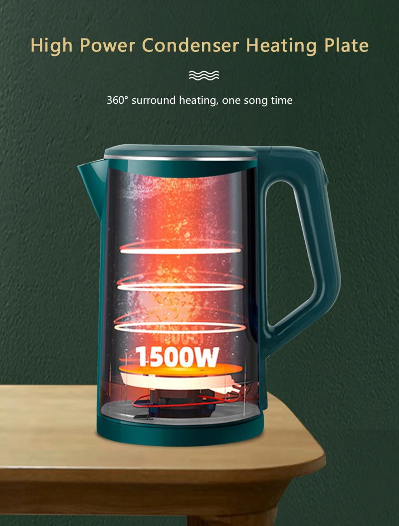 Factory Wholesales Fast Boiling Good Heating Plate 3 L Double Wall  304 SUS Home Appliances Water Electric Kettle