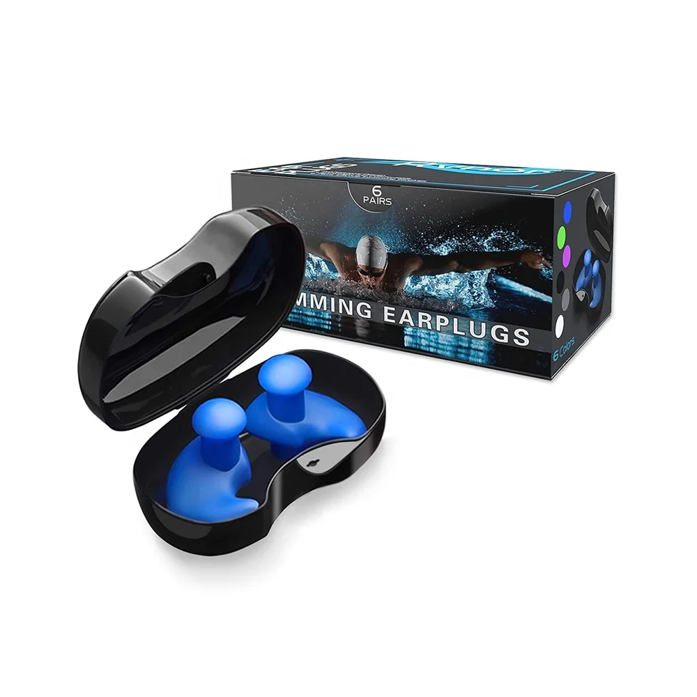 natural sound reusable safety Waterproof swim silicone ear plugs for adults swim earplugs in box surf for water