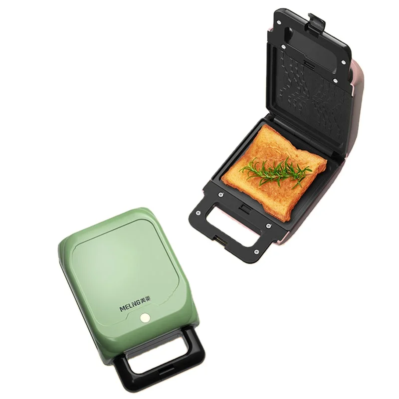 Mini household electric breakfast bread maker portable double side sandwich waffle maker with cool touch handle