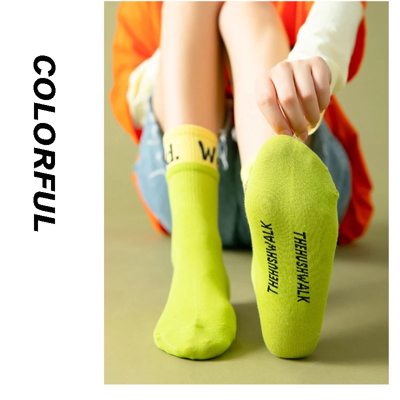 wholesale new custom women double rib medium hose cotton color sport summer breathable teenagers crew socks