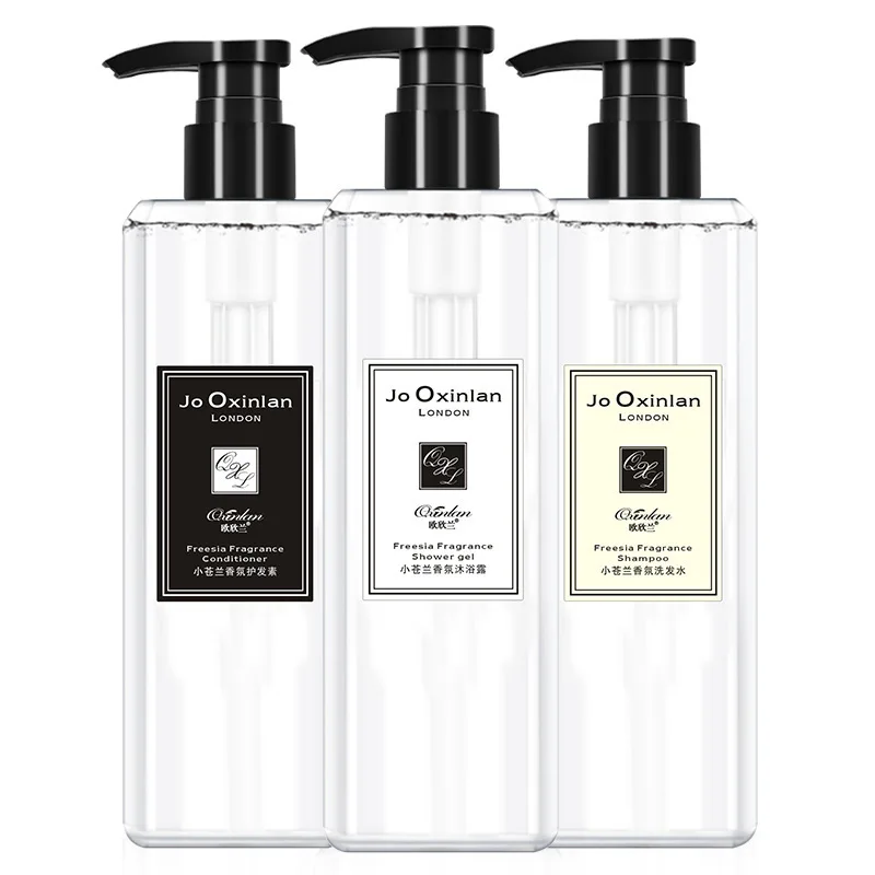 OEM оптовая продажа на заказ, Лидер продаж, синяя фрезия, долговечный парфюм, уход за телом, лечение волос, гель для душа, шампунь, кондиционер