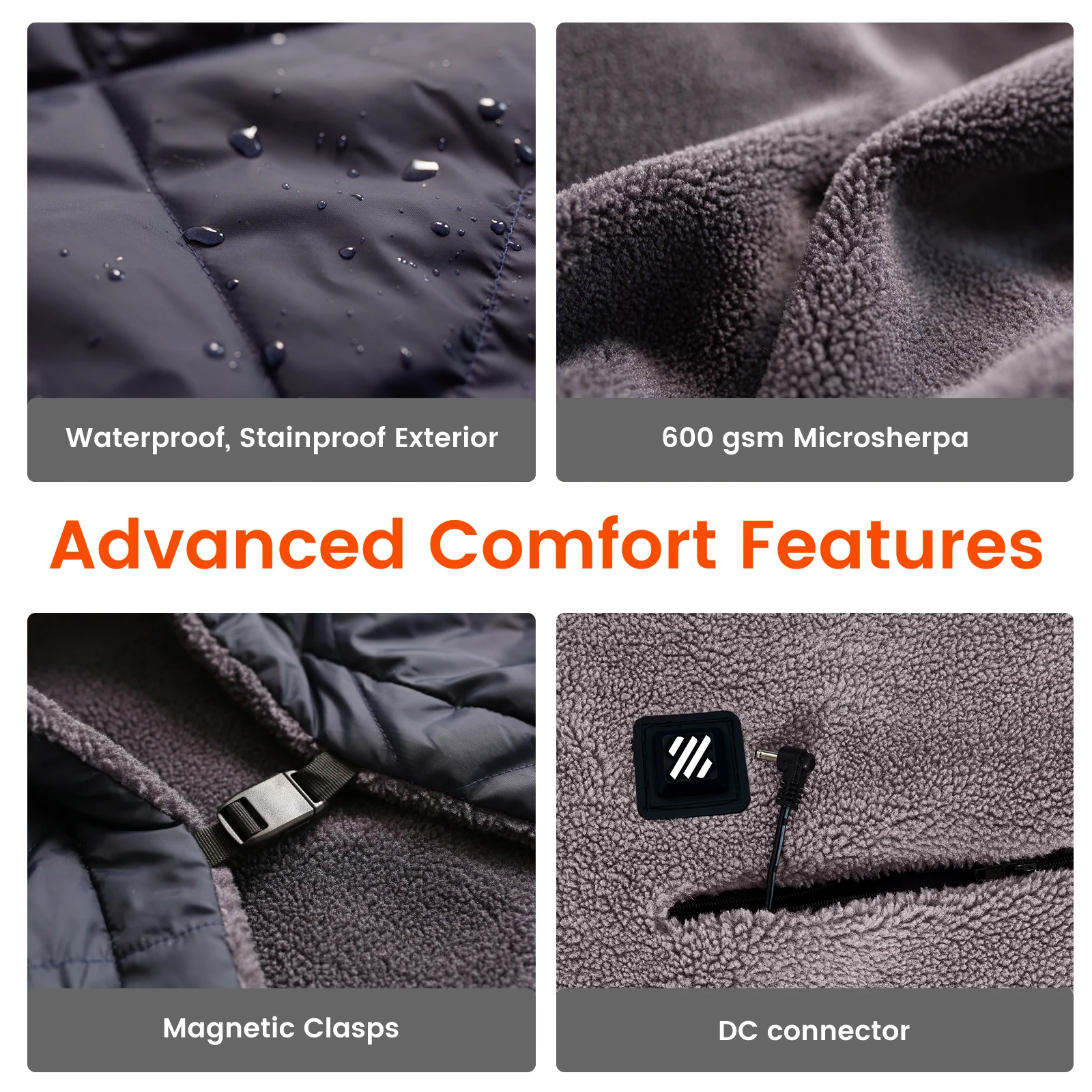 50*60' Double-Sided Nylon Microsherp Portable USB Car Camping Heated Blanket For Outdoor Use