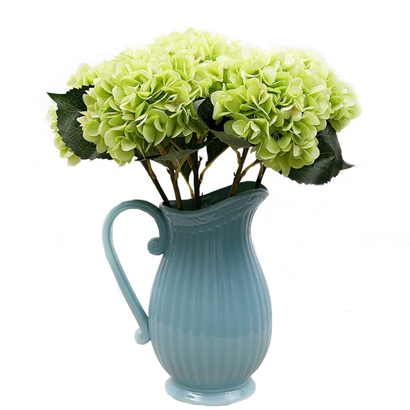 Wholesale High Quality Faux Hydrangea Flower Decor Bulk White Real Touch Latex Silk Hydrangea Artificial Flower for Wedding