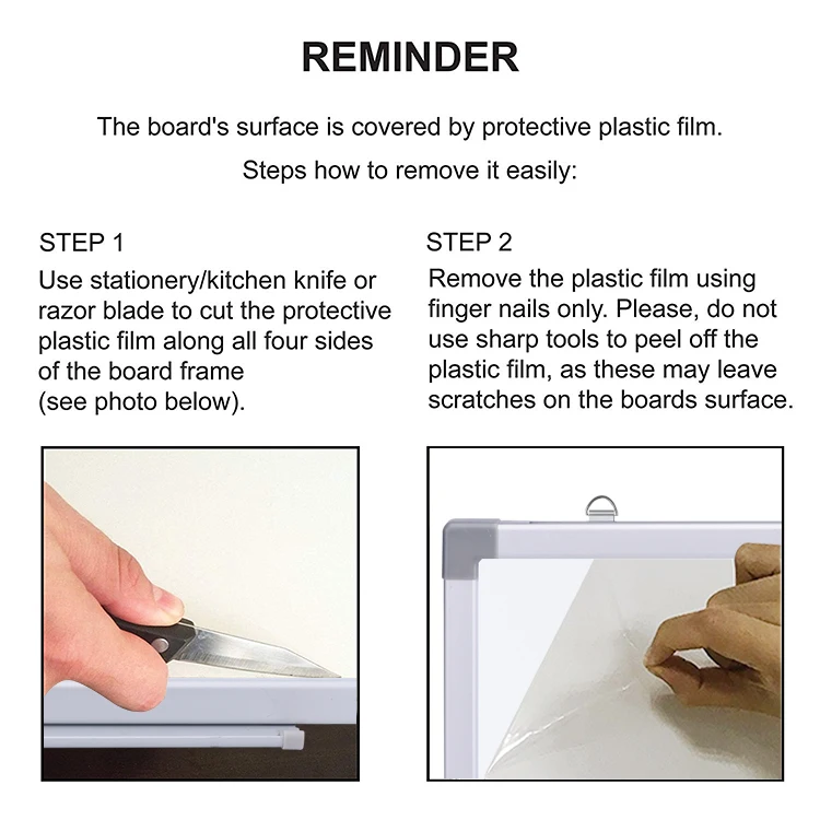 ODM OEM Customized Sze 20x30 60x80cm School Office Magnetic Whiteboard With Marker Pen Clip Dry Erase White Board for Children