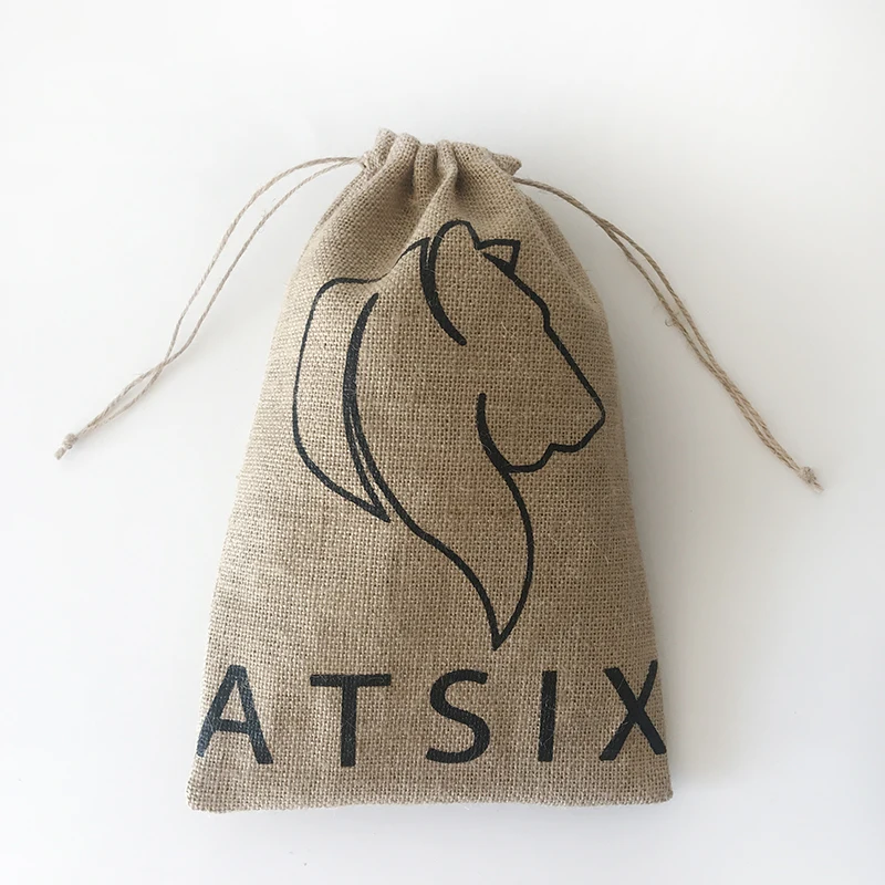 Custom Logo 20x30cm Burlap Farm Pouches Drawstring Jute Coffee Bean & Cocoa Bags