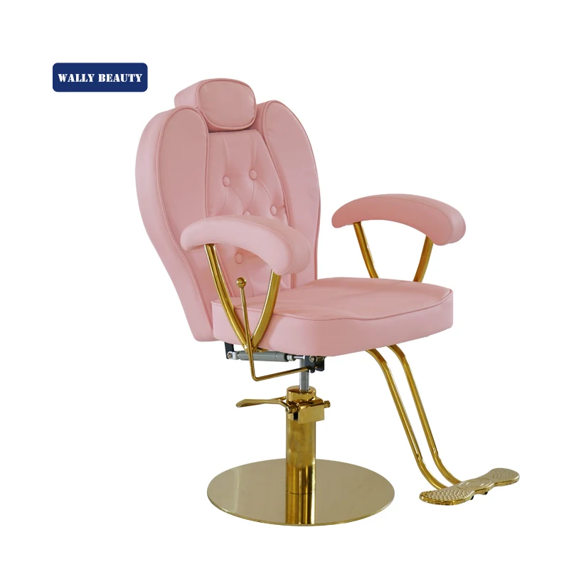 Wallybeauty Nordic Style Reclining Styling Colored Chair Beauty Salon Equipment pink Salon Chairs with Headrest