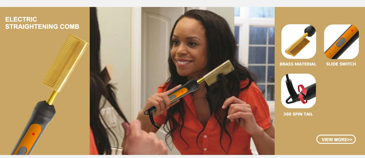 Wholesale custom private label copper hot comb electric ,high temperature hair straightener bling hot comb for curly hair