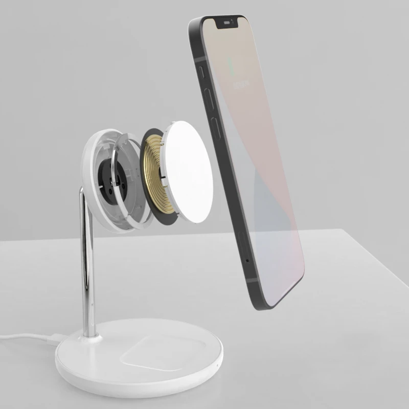 2021 Newest Popular 2In1 Magnetic Wireless Chargers For AirPods Metal 15W Live Telecast Charging Stand Phone Holder