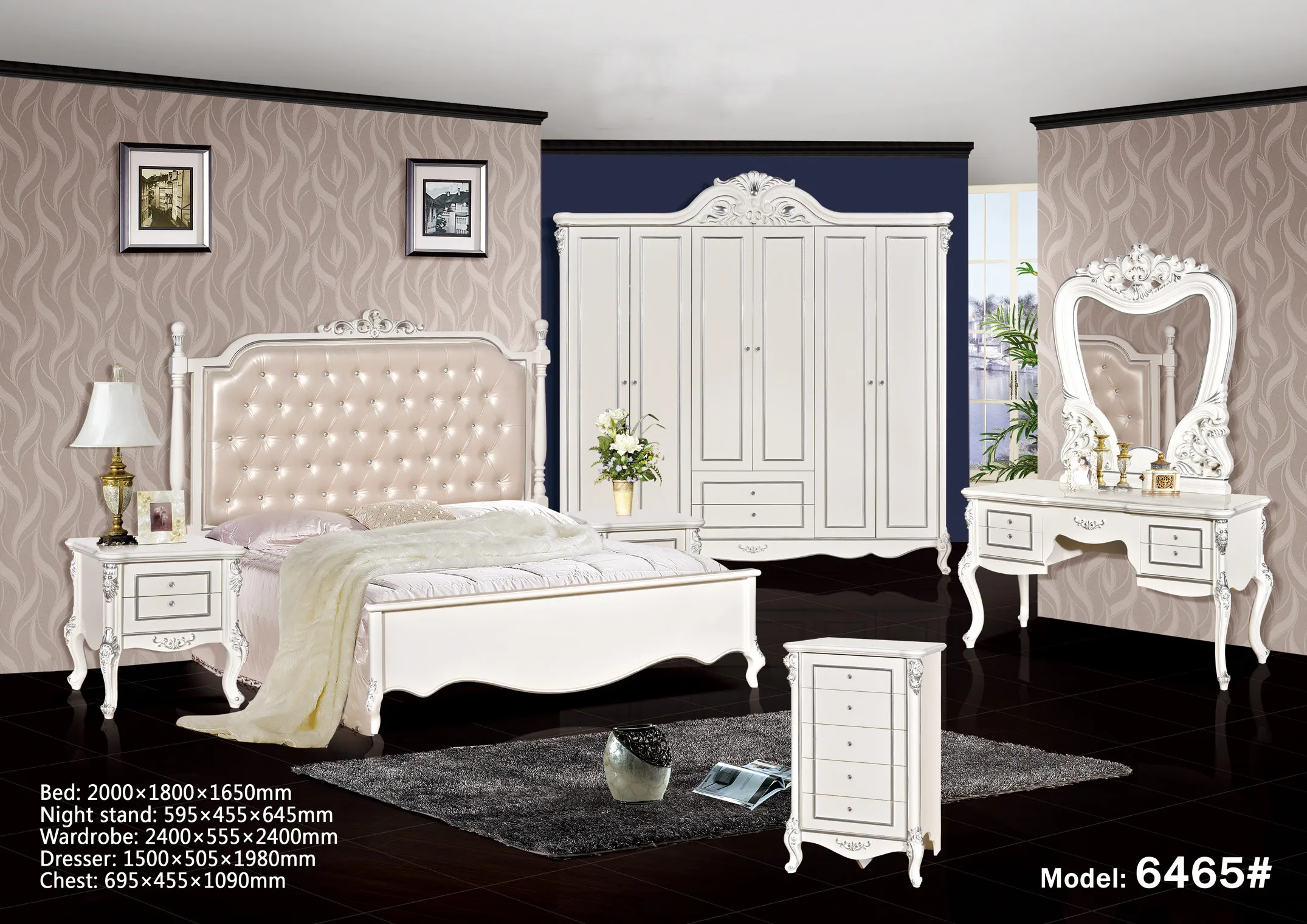 Modern  Wooden Juegos De Cama 5Pcs Bedroom Set Bed Set Furniture For Home