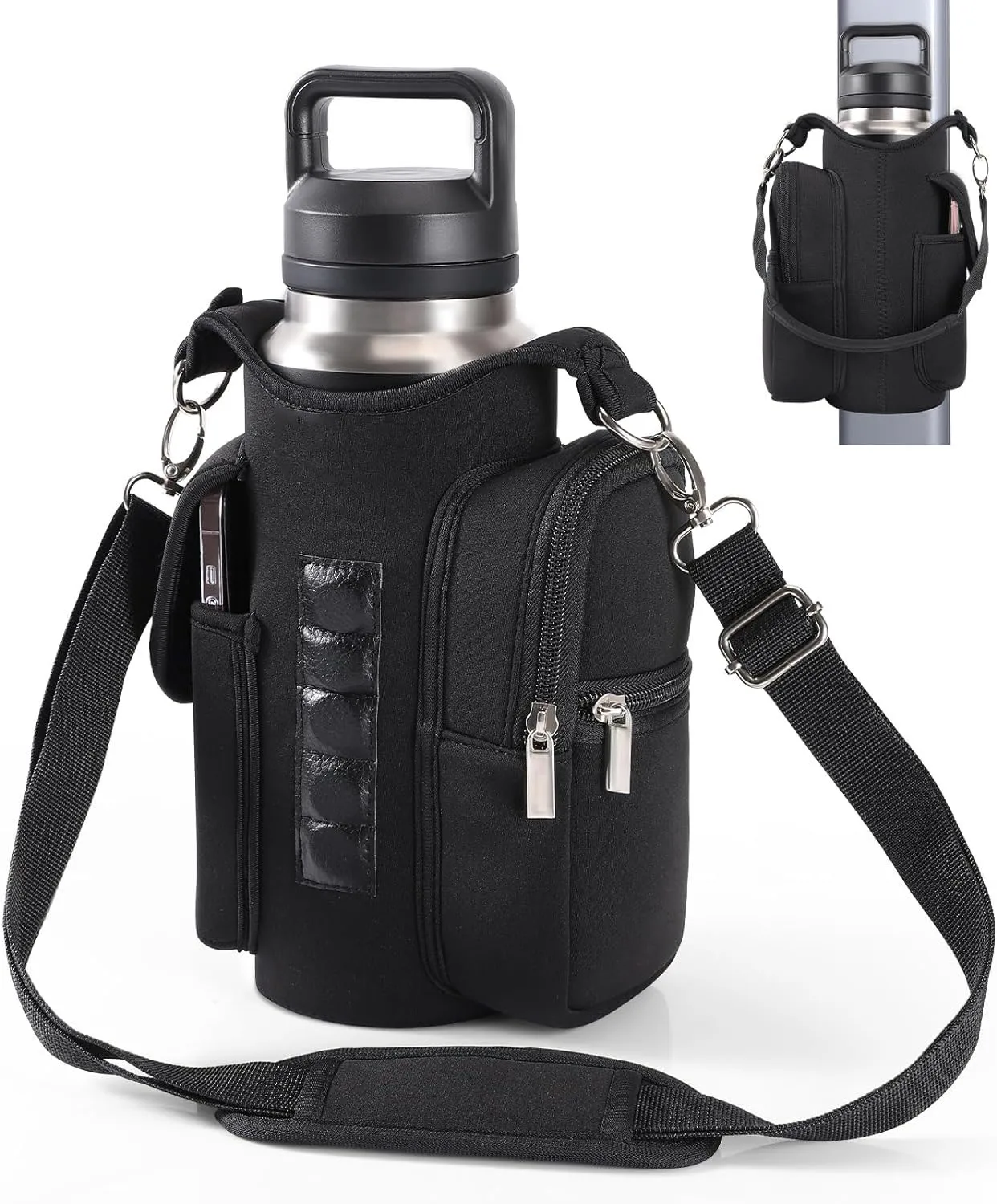 Practical 5 Built-in Magnets Gym Phone Bag Gym Bottle Carrier Bag with Phone Pockets Powerful Magnetic Bag Water Bottle Holder