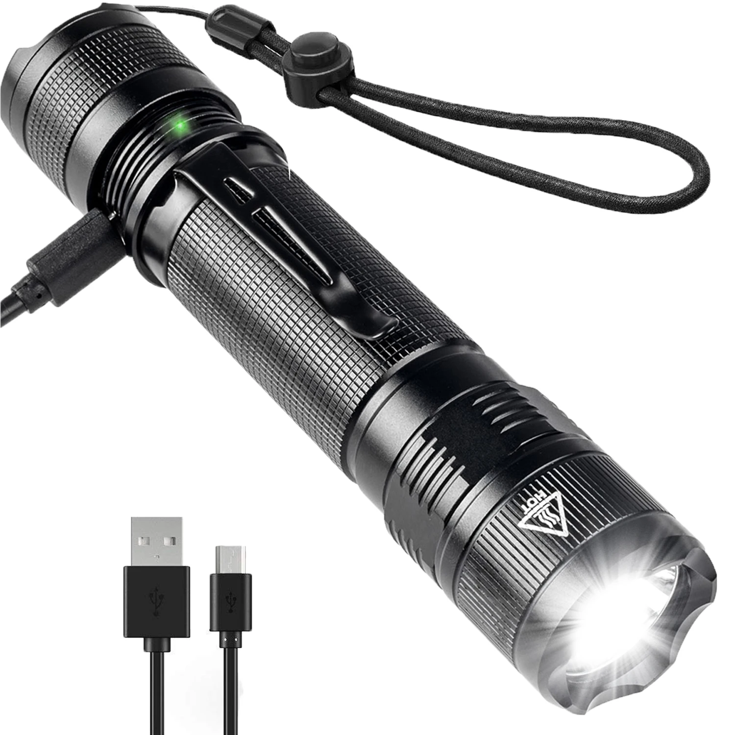 Фонарик с литиевой батареей, светодиодный компактный фонарик с задним циклом