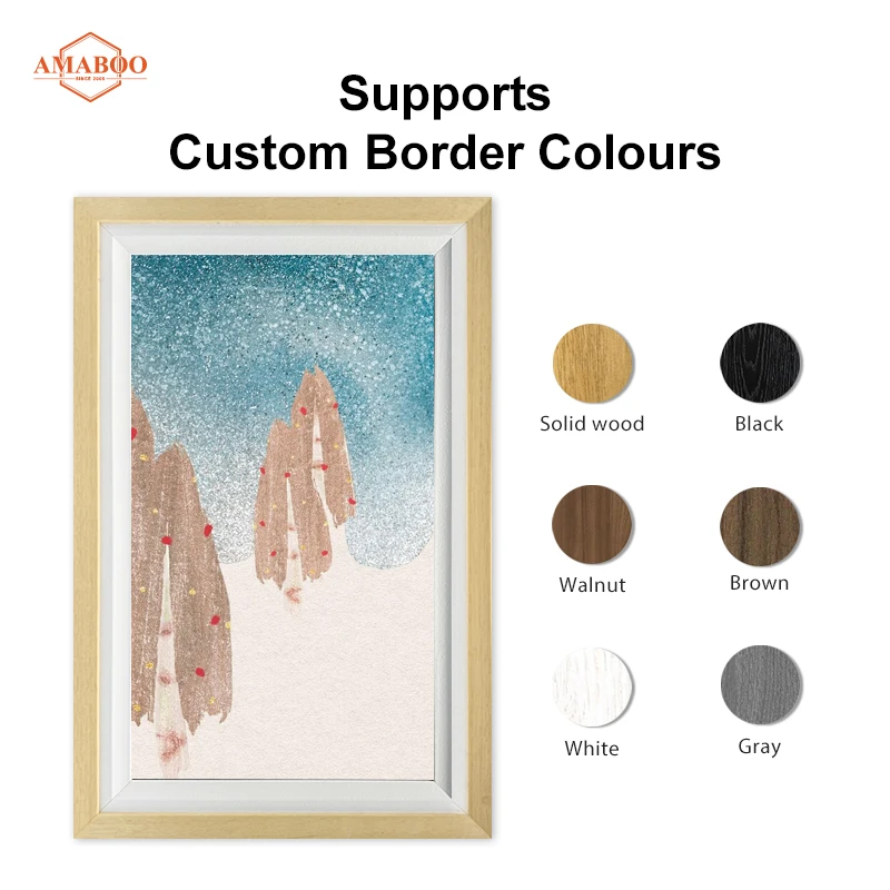 Wifi Digital Wood Frames Thin Wall Mount Display Kiosk Digital Art Frame 21.5 Inch Digital Signage Advertising Equipment