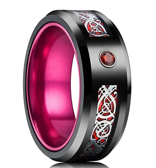 Горячая Распродажа, красное, синее, зеленое, двухцветное, вакуумное покрытие, светящееся кольцо, вольфрамовое, стальное, вольфрамовое, Золотое кольцо