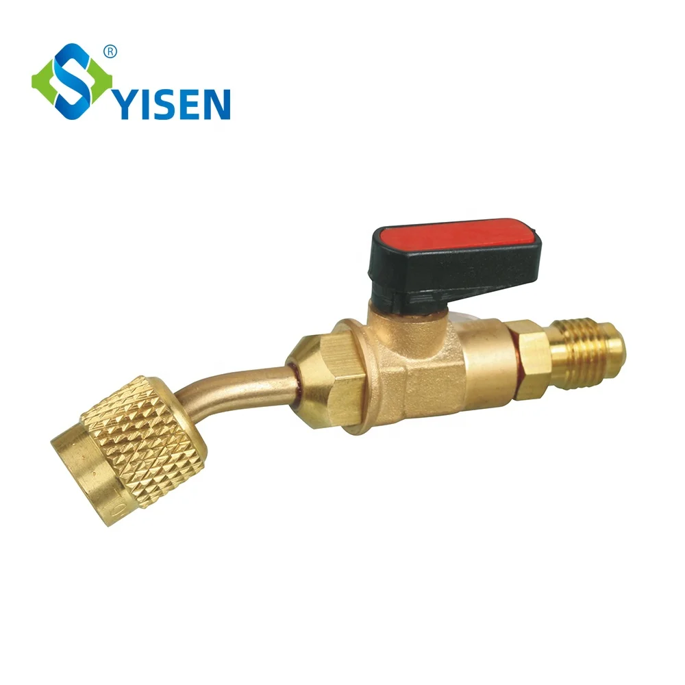 Латунный прямой шаровой кран хладагента R134a R410a для зарядки