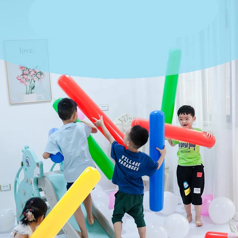 parent-child activity inflatable air tube blow up round sticks for kindergarten game playing