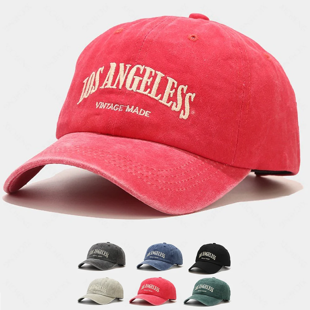 Washed distressed custom logo embroidery 6 panel cotton baseball cap  vintage snapback dad hats for women